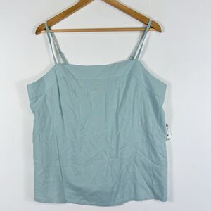 State of Day Intimates Mint Green Linen Blend Tank Shirt Top Women's Large NEW